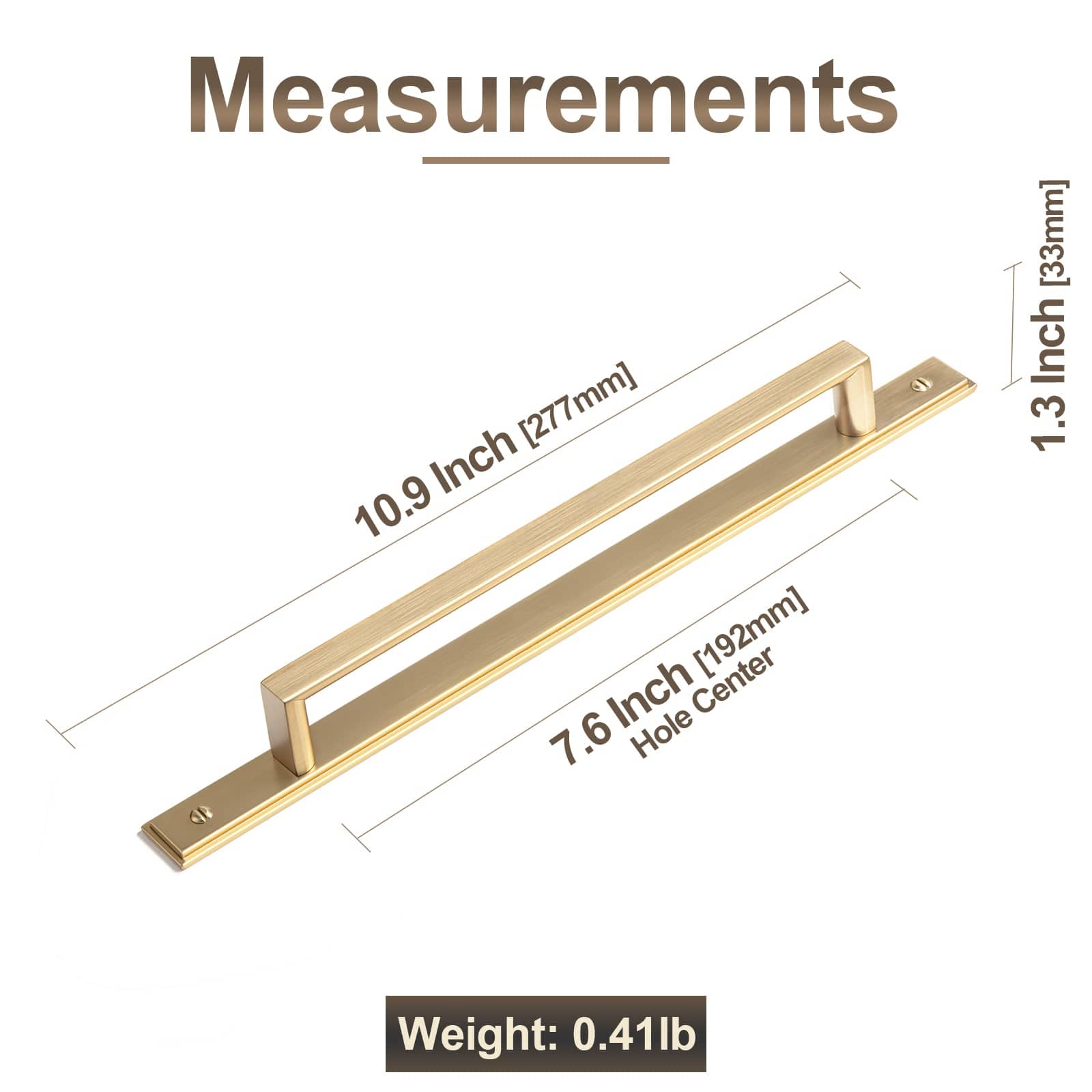 2 Pack Long Cabinet Bar Pulls with Back Plates Solid Drawer Handles Set