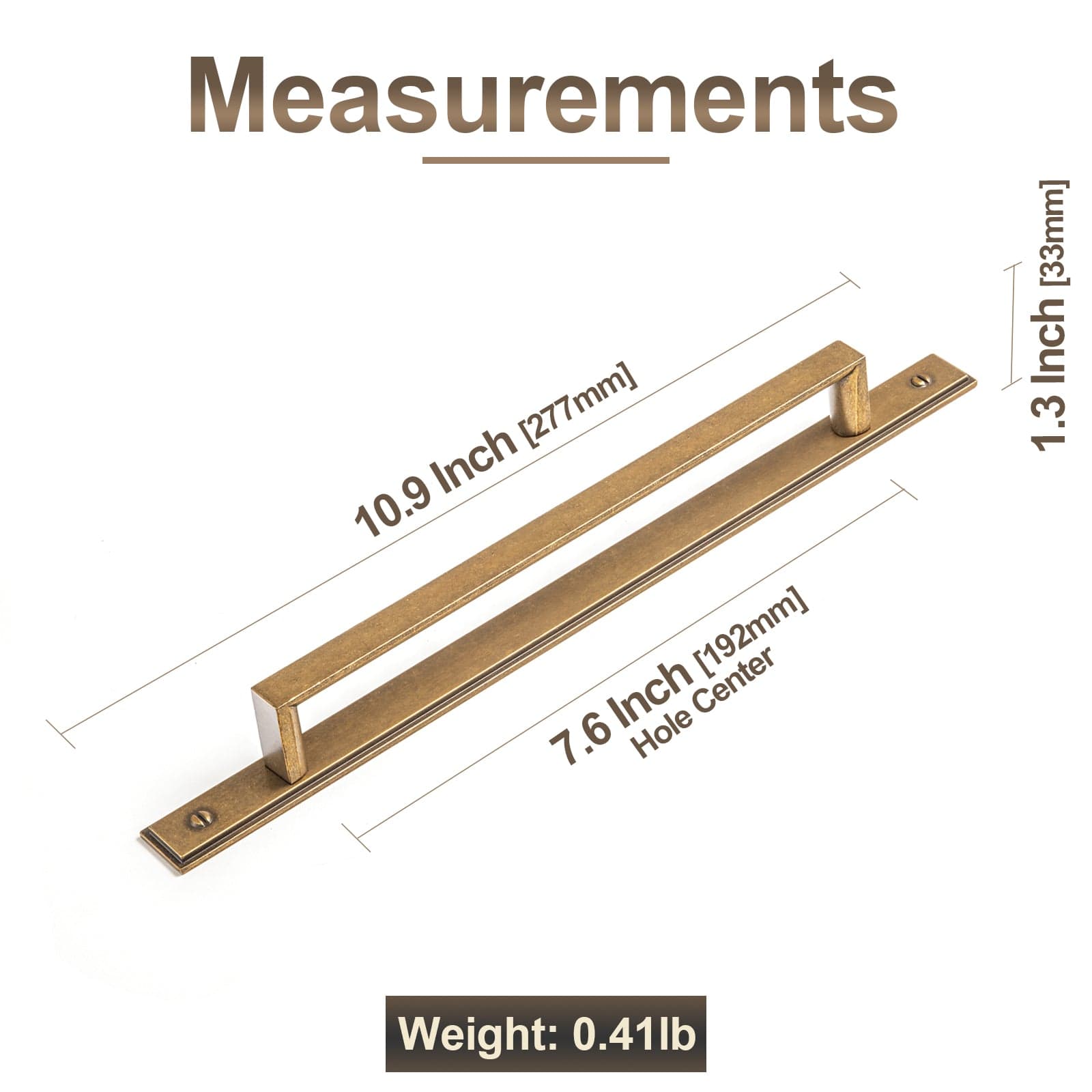 2 Pack Long Cabinet Bar Pulls with Back Plates Solid Drawer Handles Set