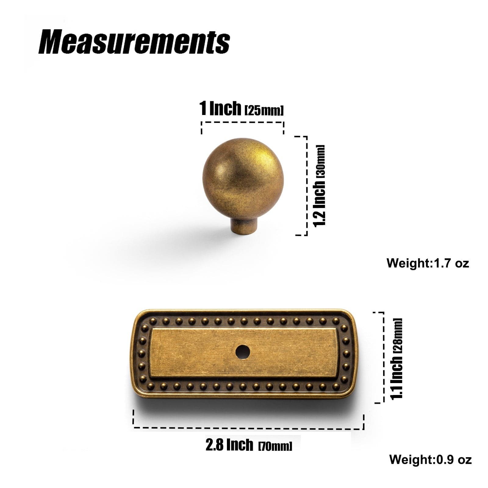 Round Cabinet Knobs with Back Plate Zinc Alloy Cabinet Handle with Long Back Plate