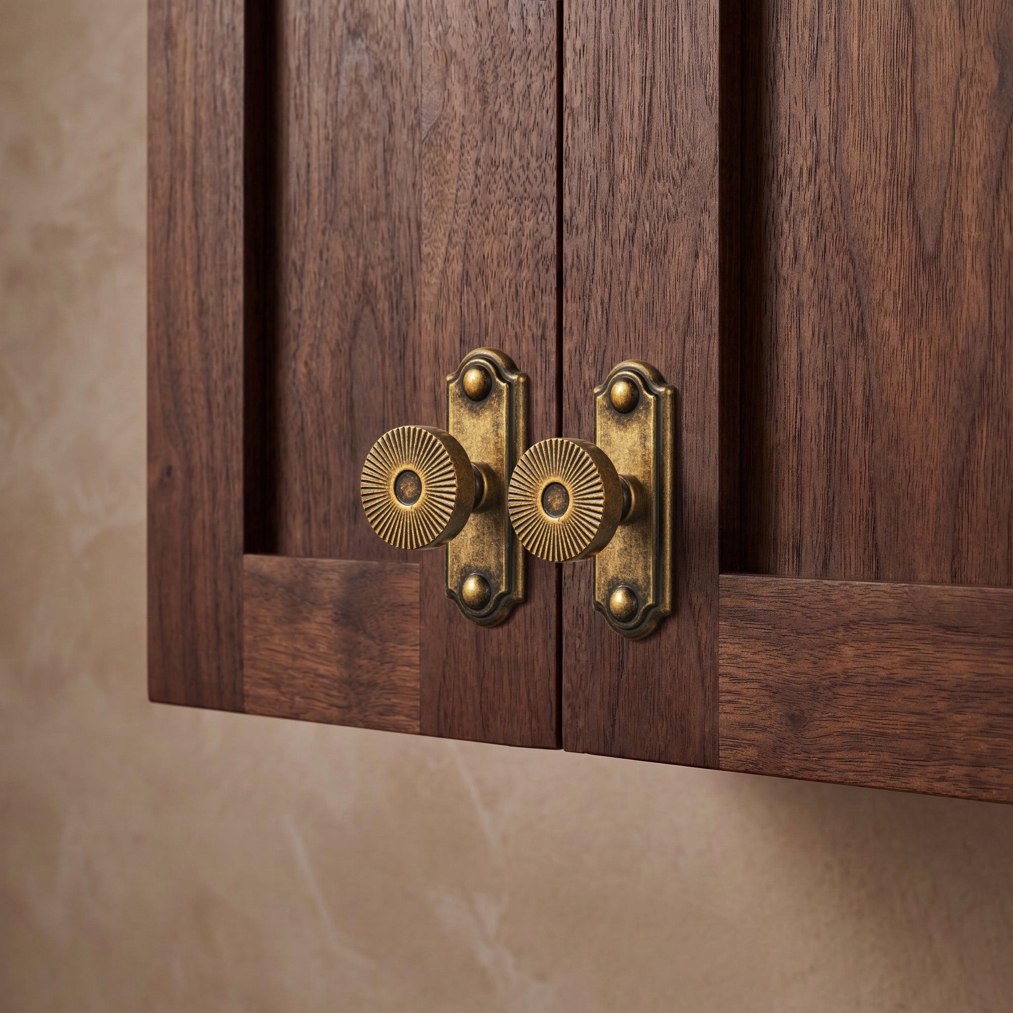 Retro Radiating Pattern Cabinet Knob with Ornate Backplate, Solid Zinc Alloy Drawer Knob for Classic Cabinet Renovation