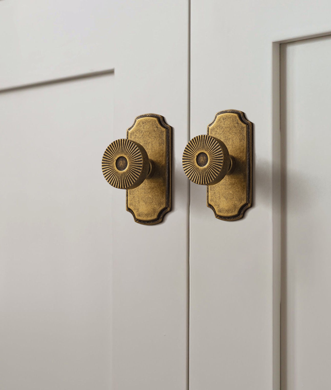 Retro Radiating Pattern Cabinet Knob with Ornate Backplate, Solid Zinc Alloy Drawer Knob for Classic Cabinet Renovation
