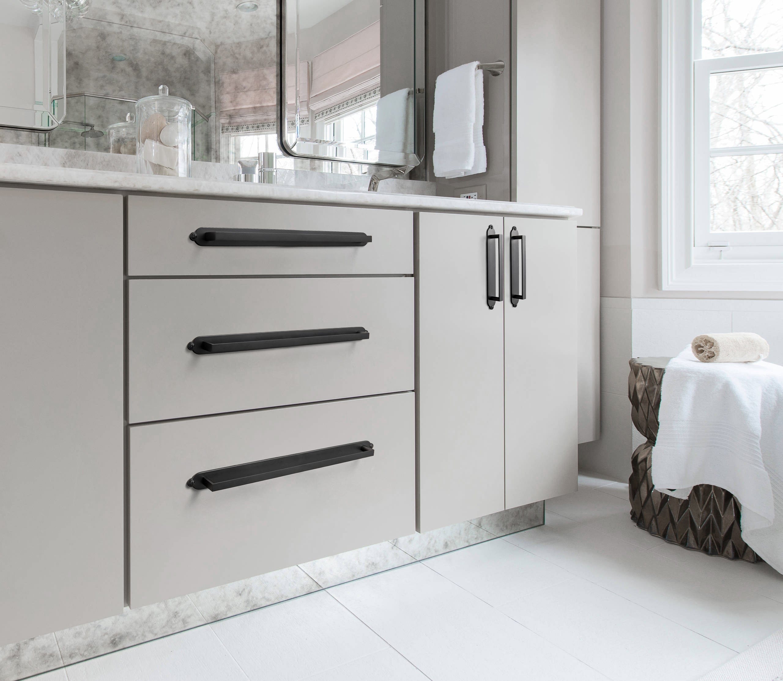 2 Pack Long Cabinet Bar Pulls with Back Plates Solid Drawer Handles Set