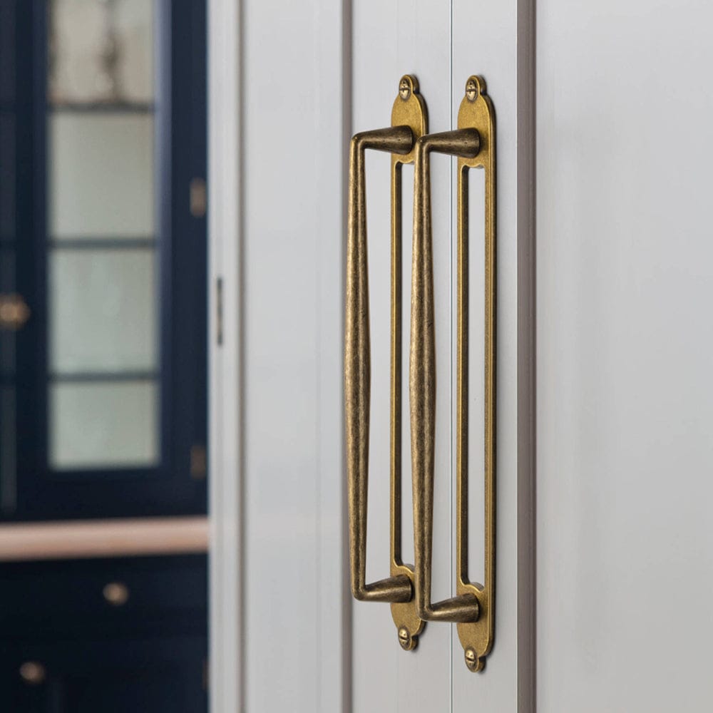 2 Pack Vintage Zinc Alloy Cabinet Pulls with Back Plate - Furniture Handles for Kitchen Cupboards