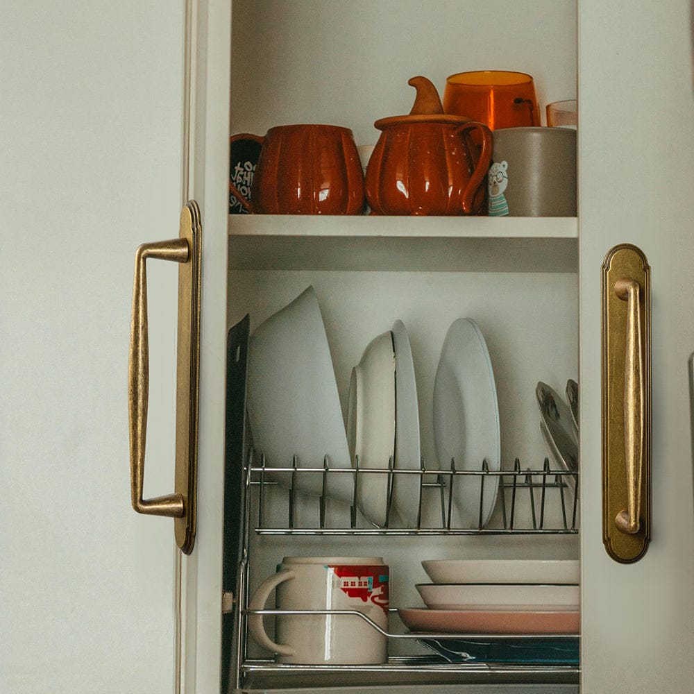 2 Pack Vintage Zinc Alloy Cabinet Pulls with Back Plate - Furniture Handles for Kitchen Cupboards