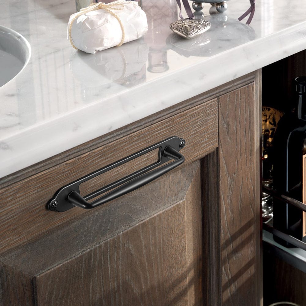 2 Pack Vintage Zinc Alloy Cabinet Pulls with Back Plate - Furniture Handles for Kitchen Cupboards