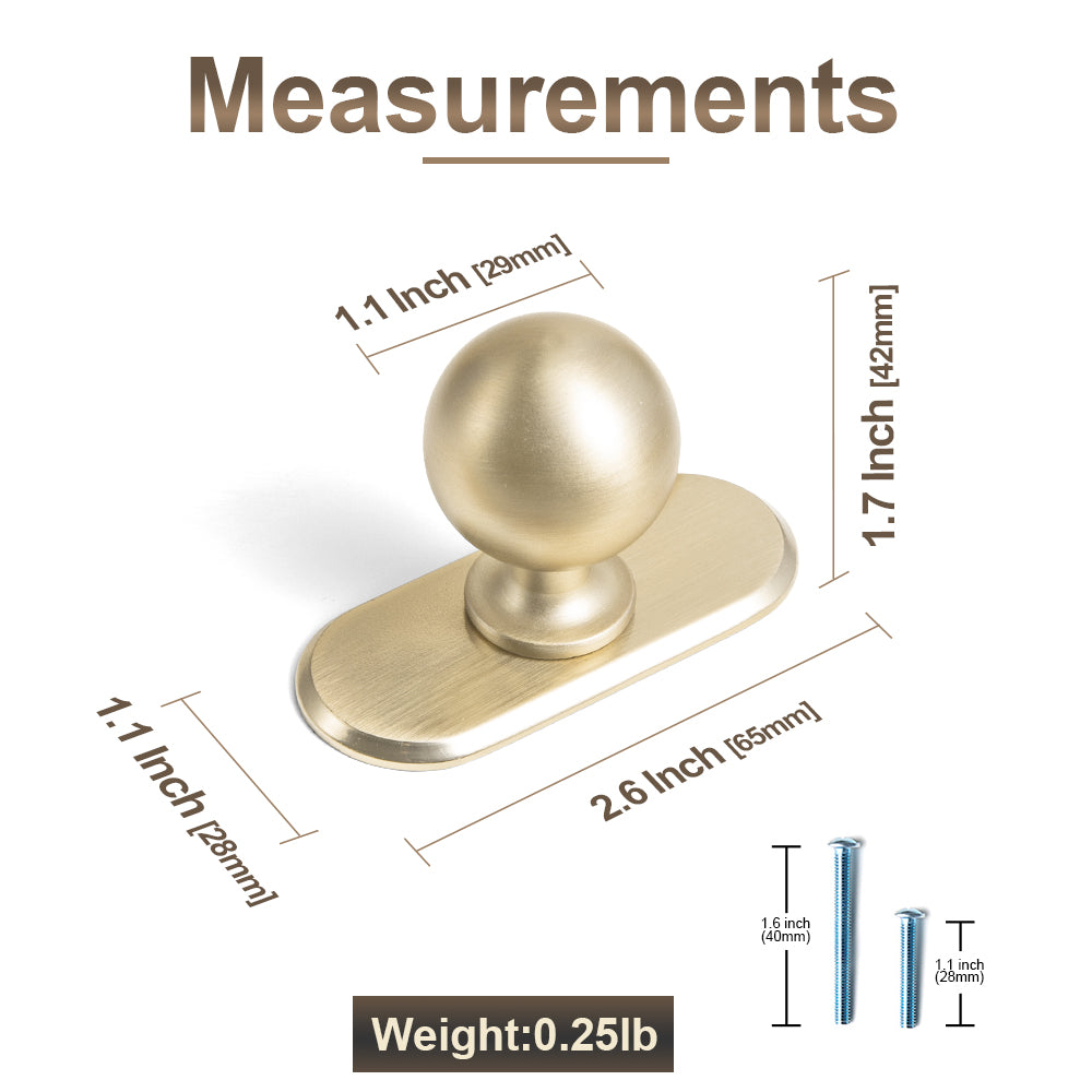 Round Ball Cabinet Knobs, Solid Zinc Alloy Drawer Knobs with Multiple Optional Backplates for Kitchen Furniture Hardware