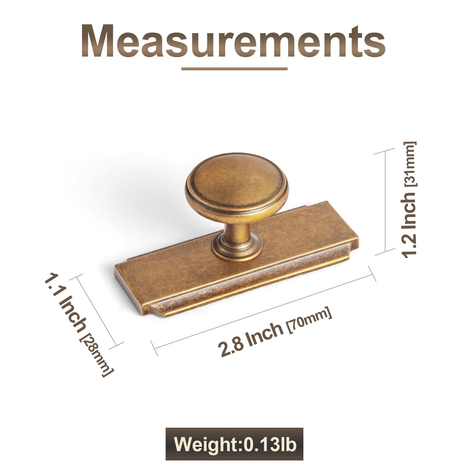 Vintage Retro Bronze Drawer Knob Kitchen Hardware Single Hole Cabinet Knobs with Back Plate