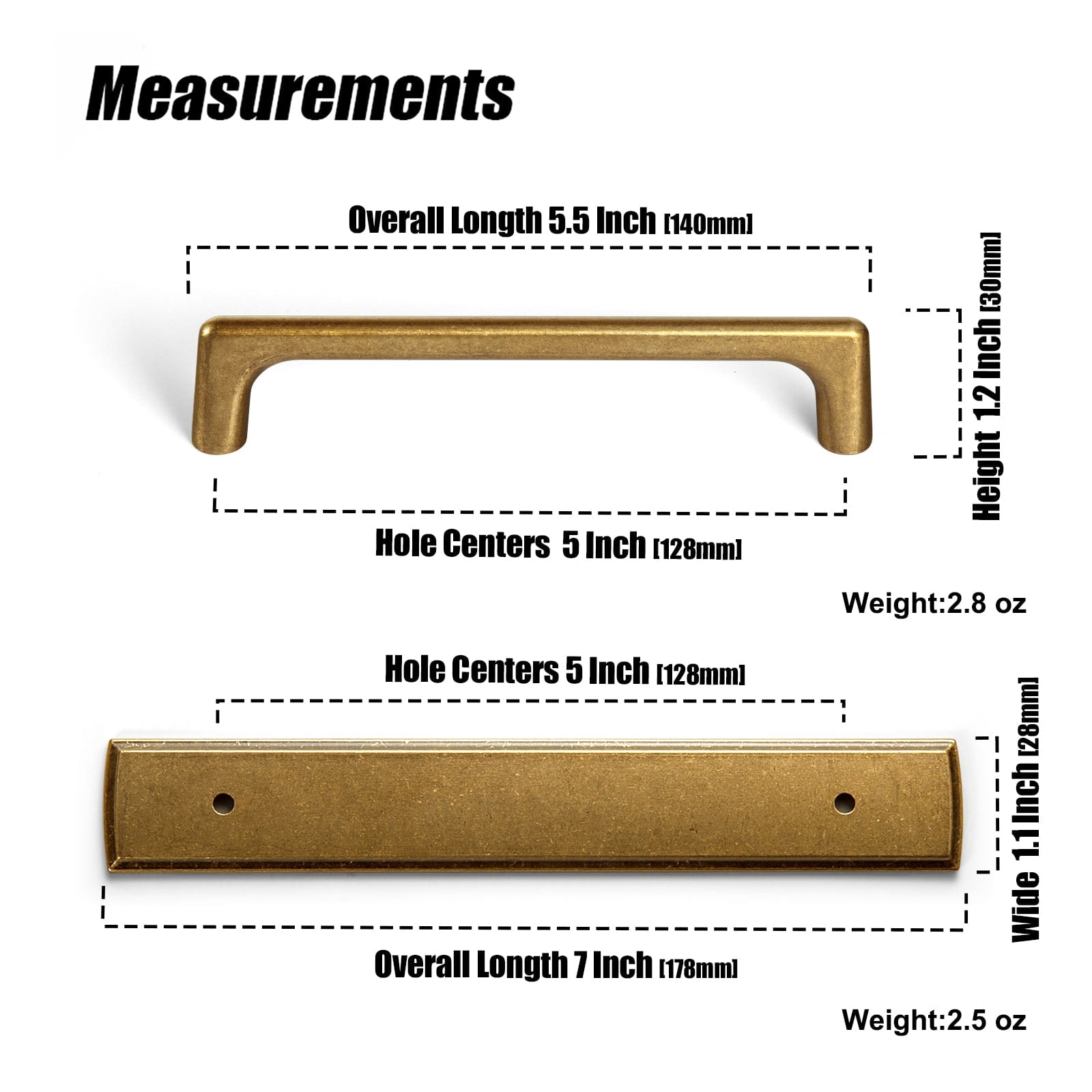 2 Pack Classic Cabinet Bar Pulls with Back Plate Zinc Alloy Cabinet Handle with Long Back Plate