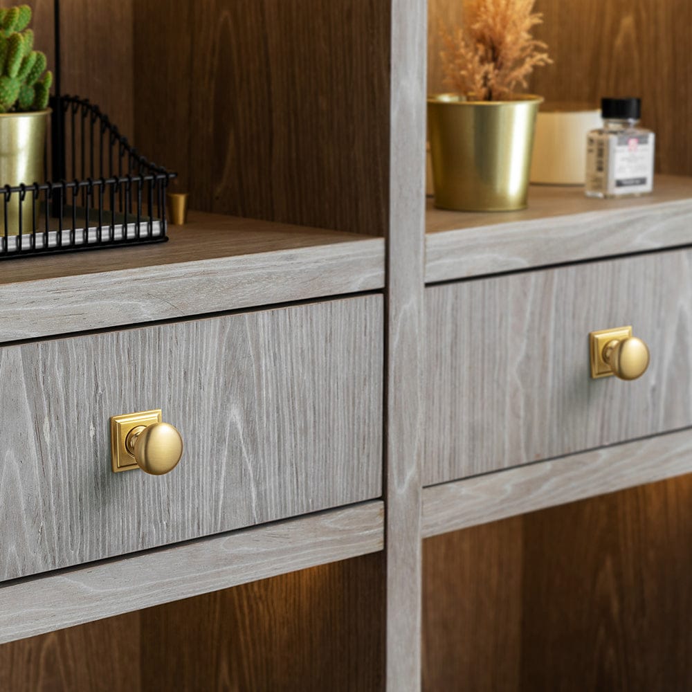 Antique Brass Zinc Alloy Cabinet Knob with Back Plate Single Hole Center Cabinet Hardware for Bedroom Kitchen