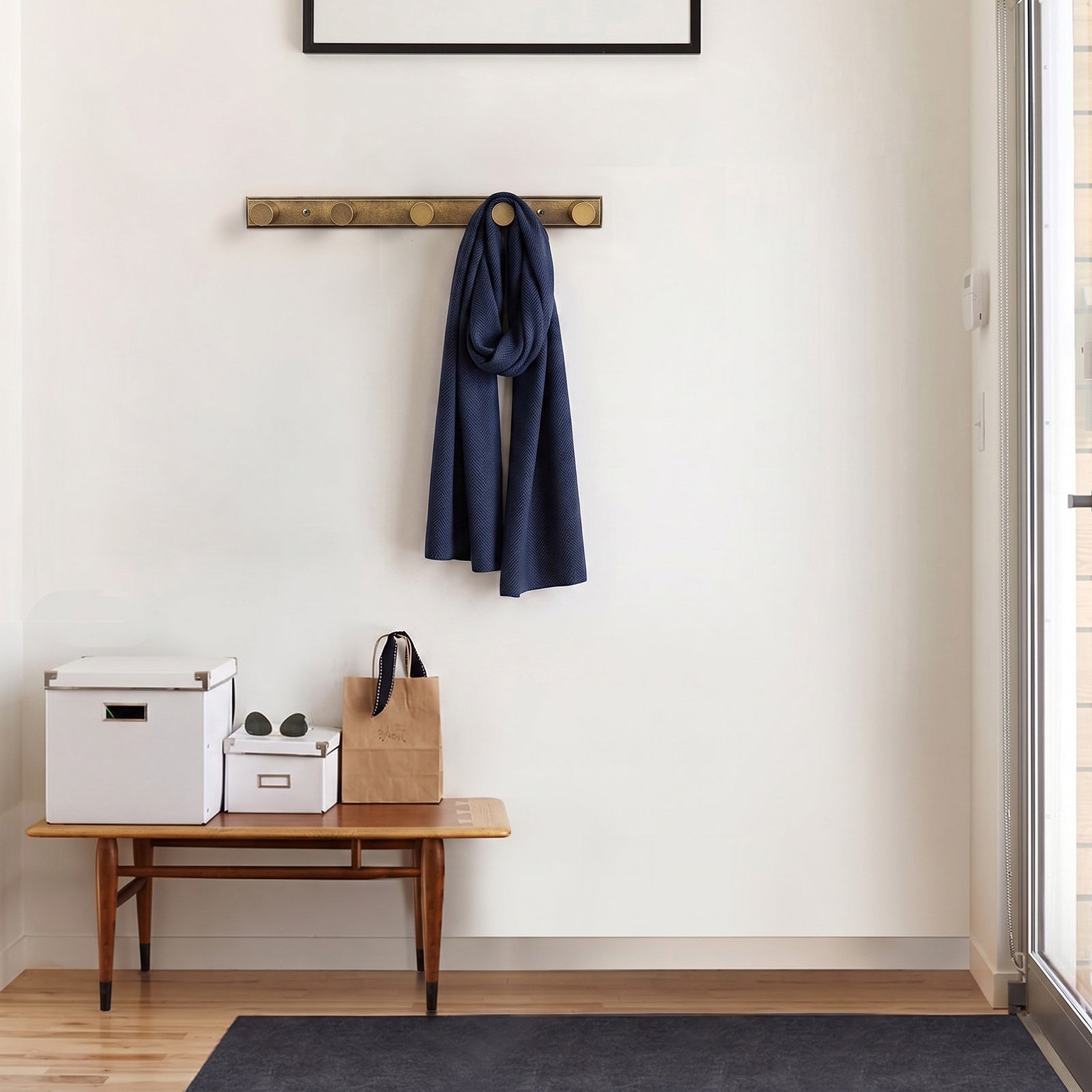 Wall Mount Hook Rail, Zinc Alloy Backplate with Aluminum Hooks for Entryway & Bathroom Organization