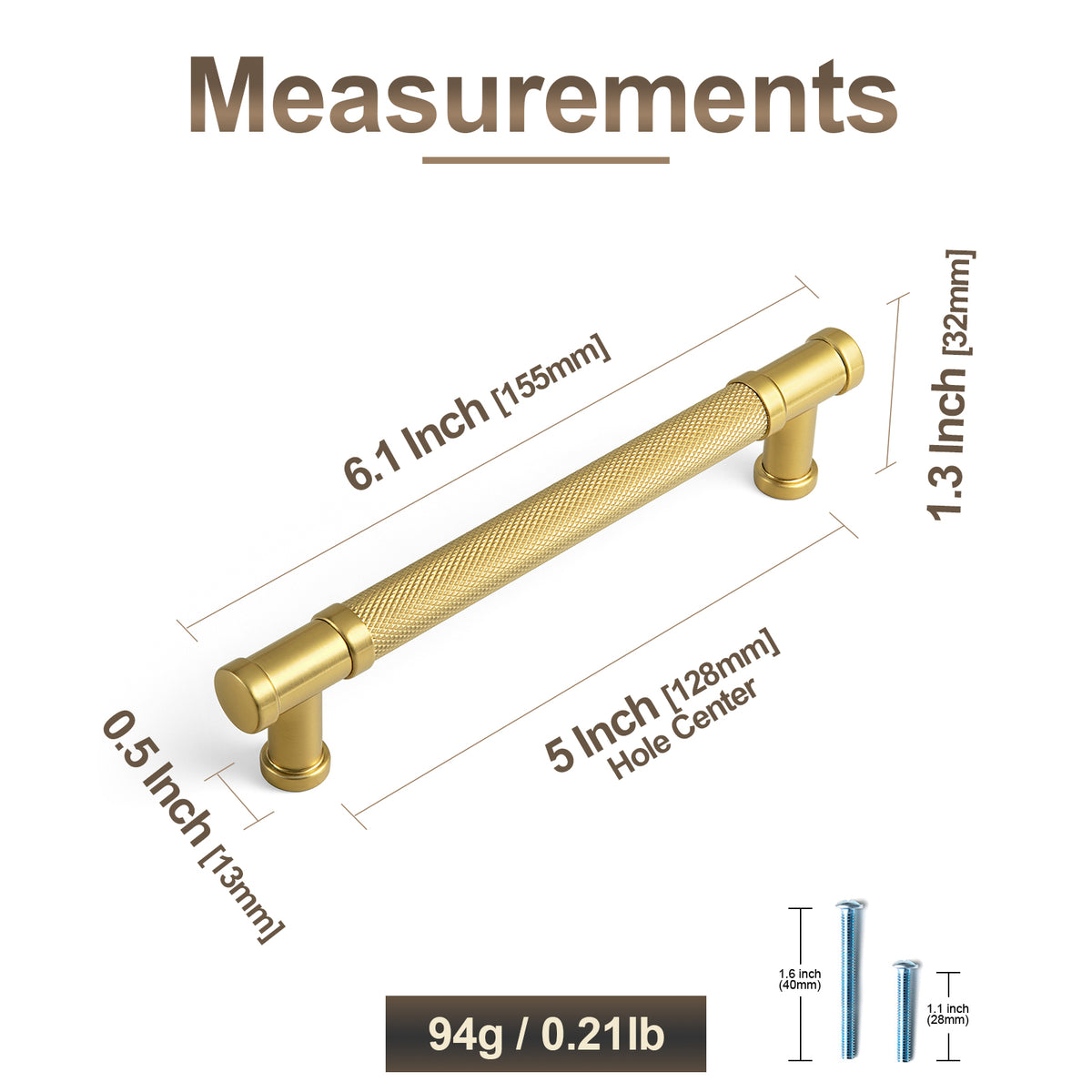 Knurled Metal Alloy Vintage Bronze Bar Pull Kitchen Hardware