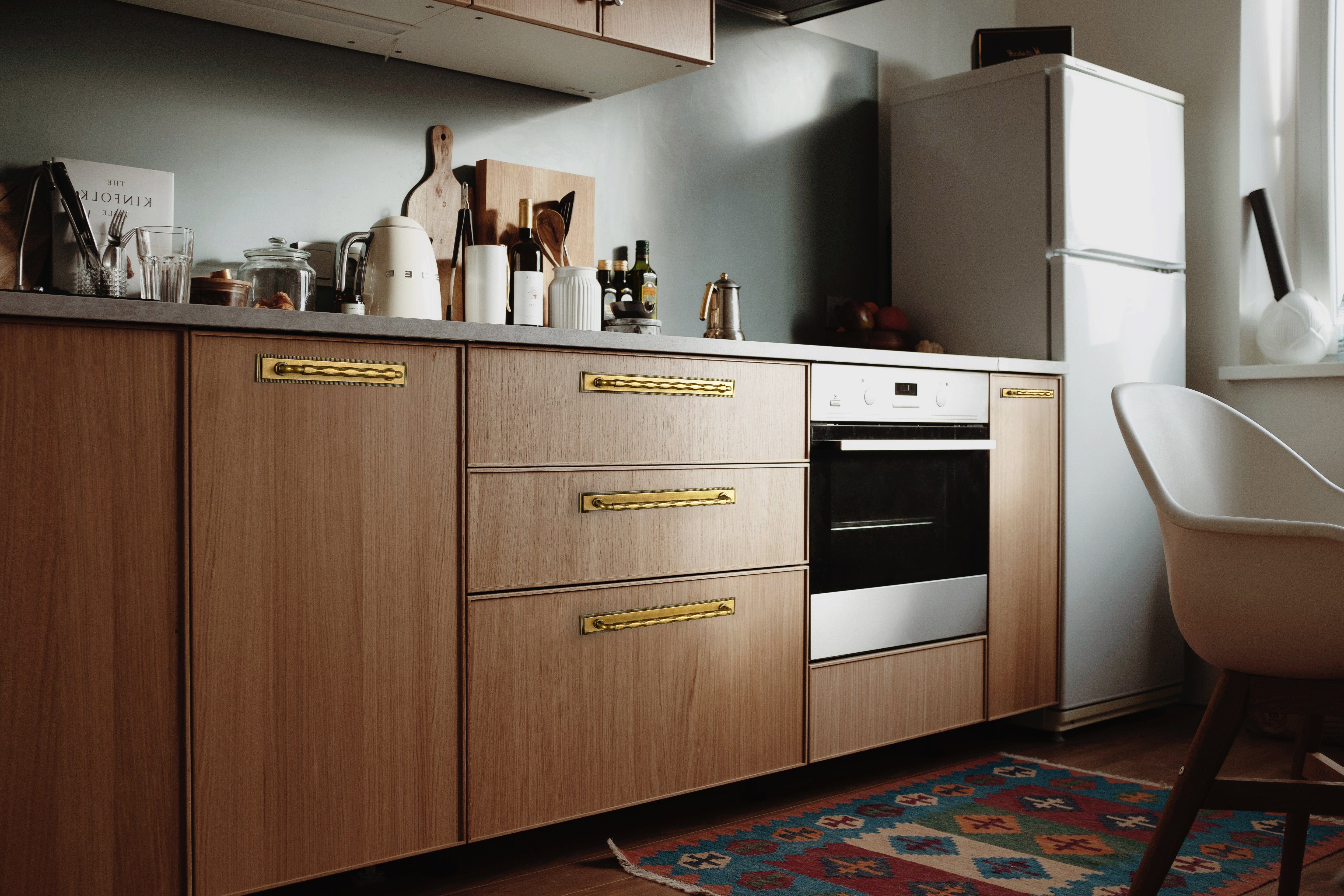 2 Pack Zinc Alloy Drawer Pulls with Back Plate Twisted Design Decorative Handles for Kitchen Cabinets