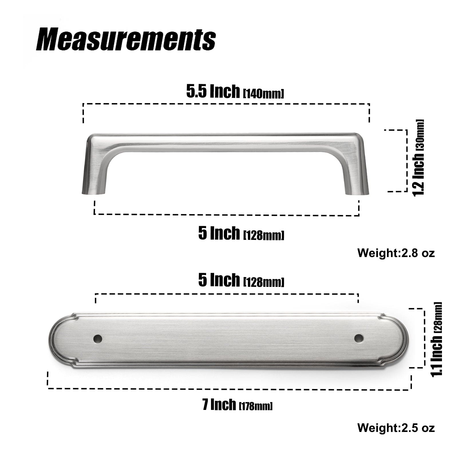 2 Pack Cabinet Pulls with Oval-shaped Back Plate Zinc Alloy Cabinet Handle with Long Back Plate G014