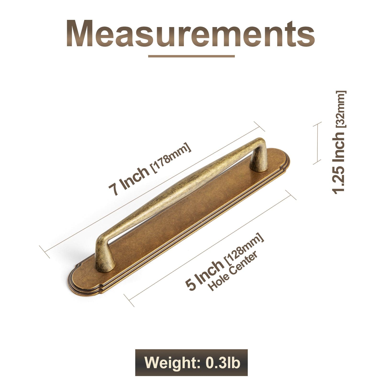 2 Pack Vintage Zinc Alloy Cabinet Pulls with Back Plate - Furniture Handles for Kitchen Cupboards