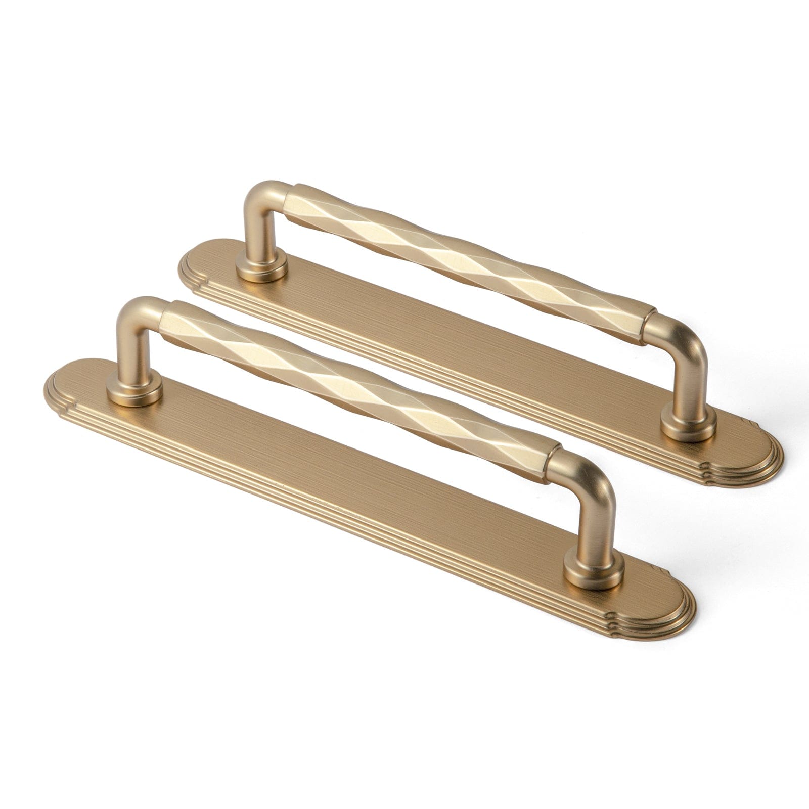 2 Pack Zinc Alloy Drawer Pulls with Back Plate Twisted Design Decorative Handles for Kitchen Cabinets