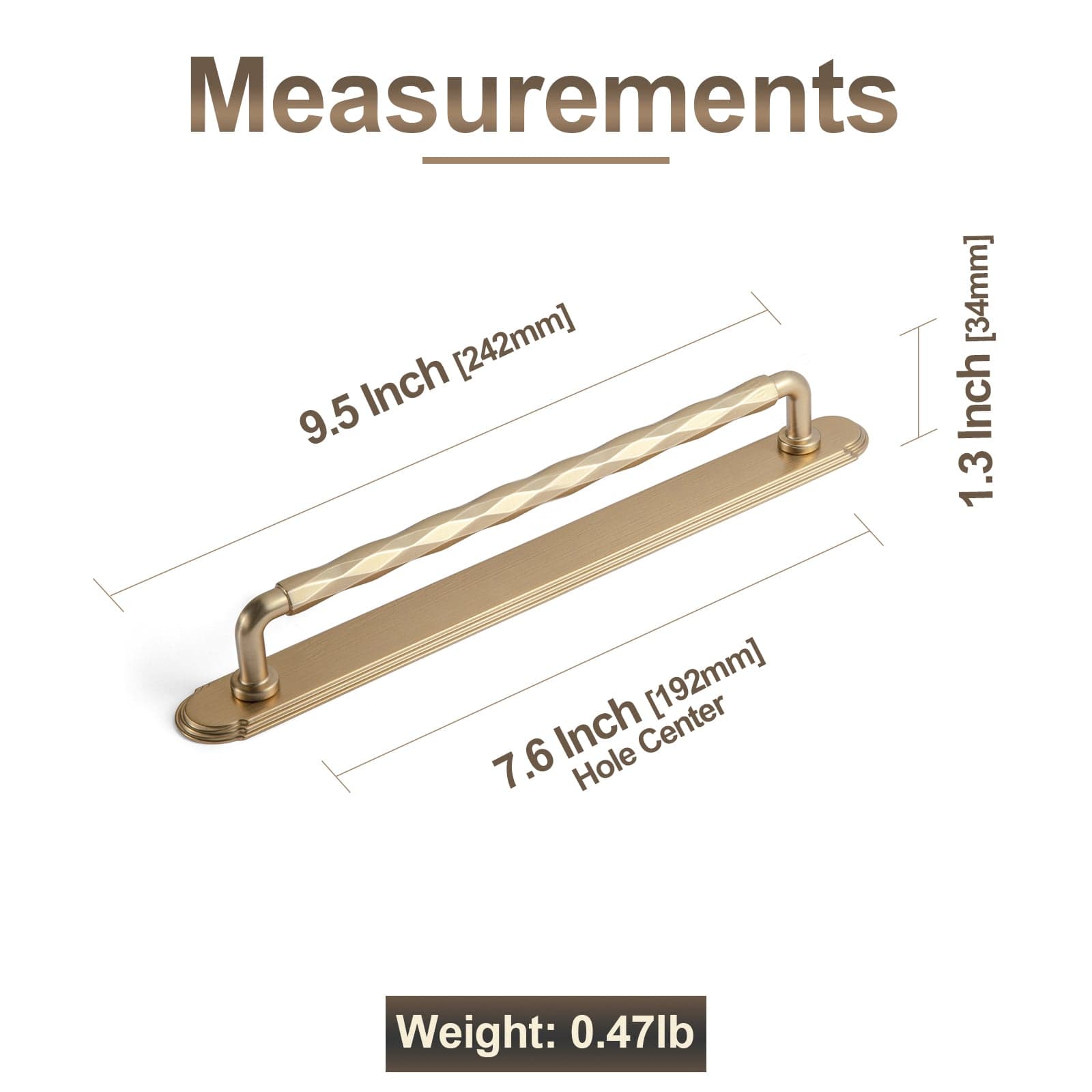 2 Pack Zinc Alloy Drawer Pulls with Back Plate Twisted Design Decorative Handles for Kitchen Cabinets