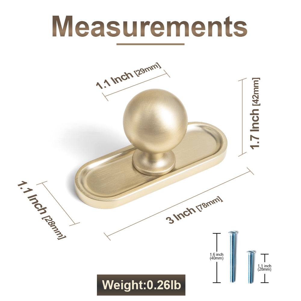 Round Ball Cabinet Knobs, Solid Zinc Alloy Drawer Knobs with Multiple Optional Backplates for Kitchen Furniture Hardware