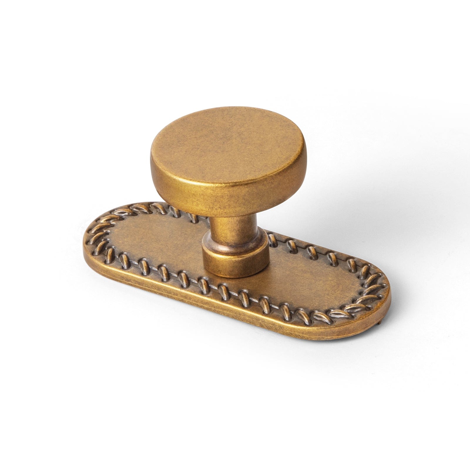Vintage Brass Zinc Alloy Cabinet Knob with Back Plate Single Hole Center Kitchen Hardware