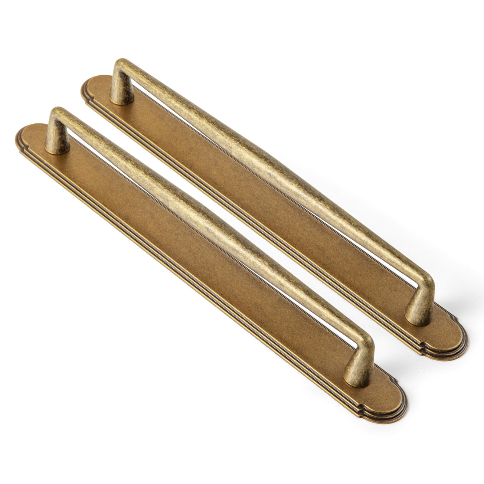 2 Pack Vintage Zinc Alloy Cabinet Pulls with Back Plate - Furniture Handles for Kitchen Cupboards