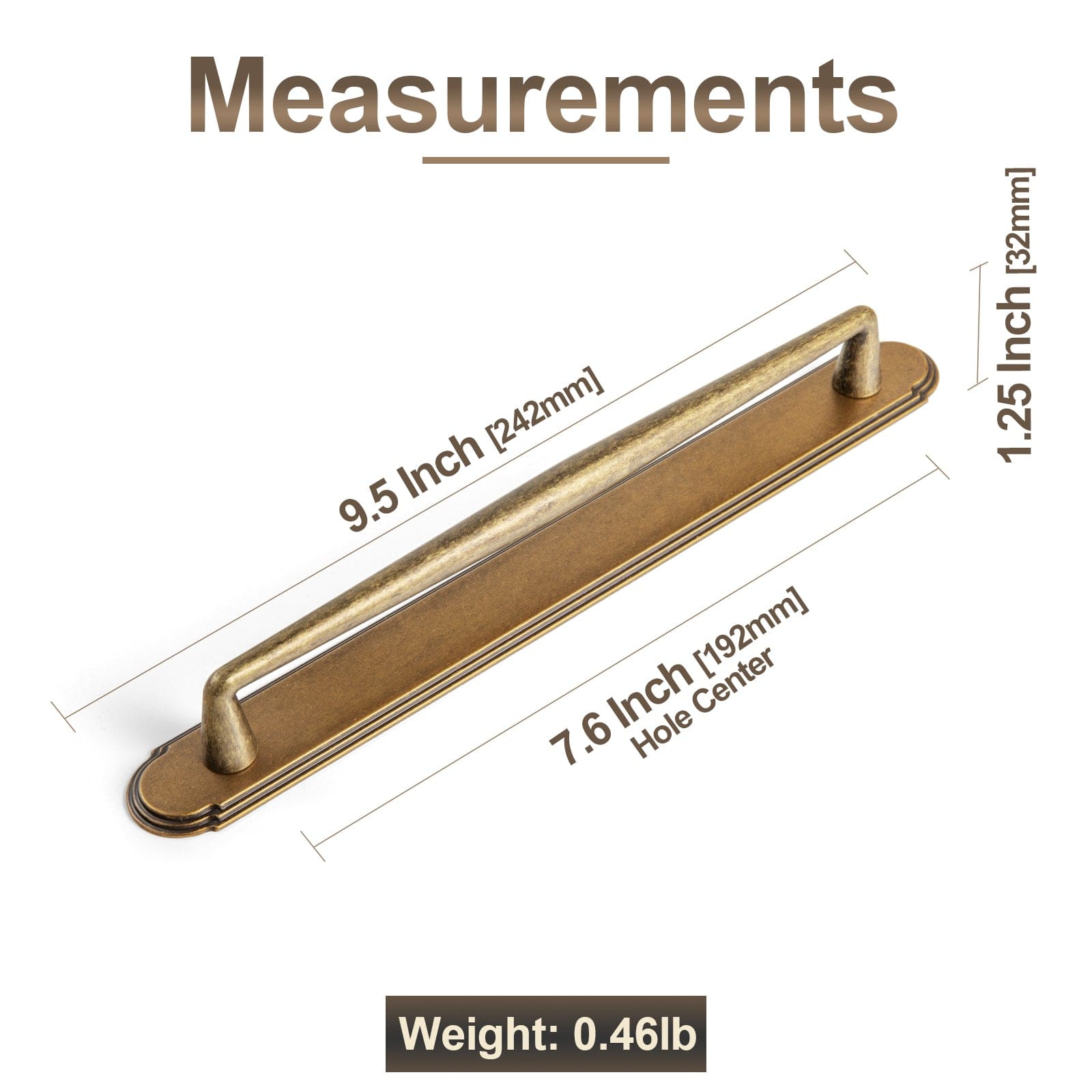 2 Pack Vintage Zinc Alloy Cabinet Pulls with Back Plate - Furniture Handles for Kitchen Cupboards