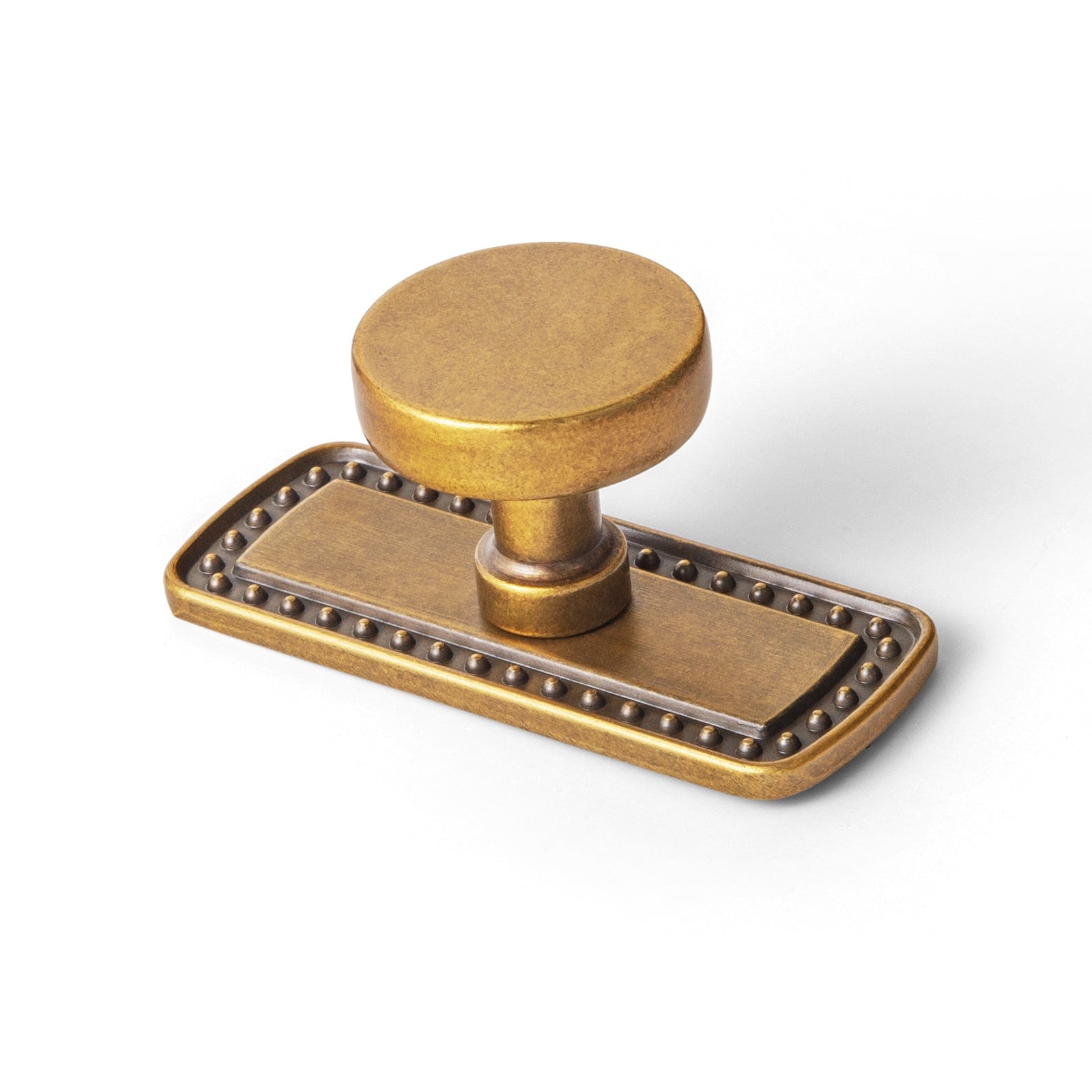 Vintage Brass Zinc Alloy Cabinet Knob with Back Plate Single Hole Center Kitchen Hardware