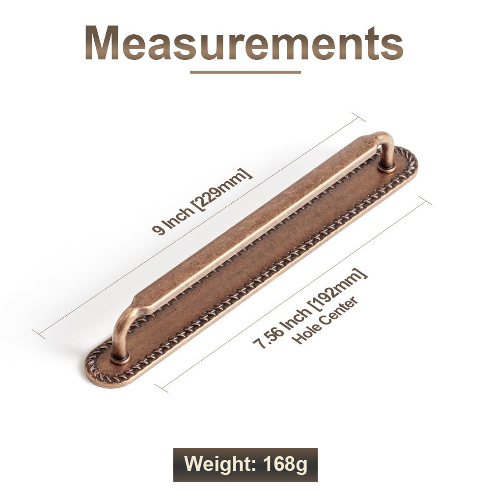 2 Pack Antique Brass Cabinet Pulls with Back Plate Zinc Alloy Drawer Handle with Long Back Plate