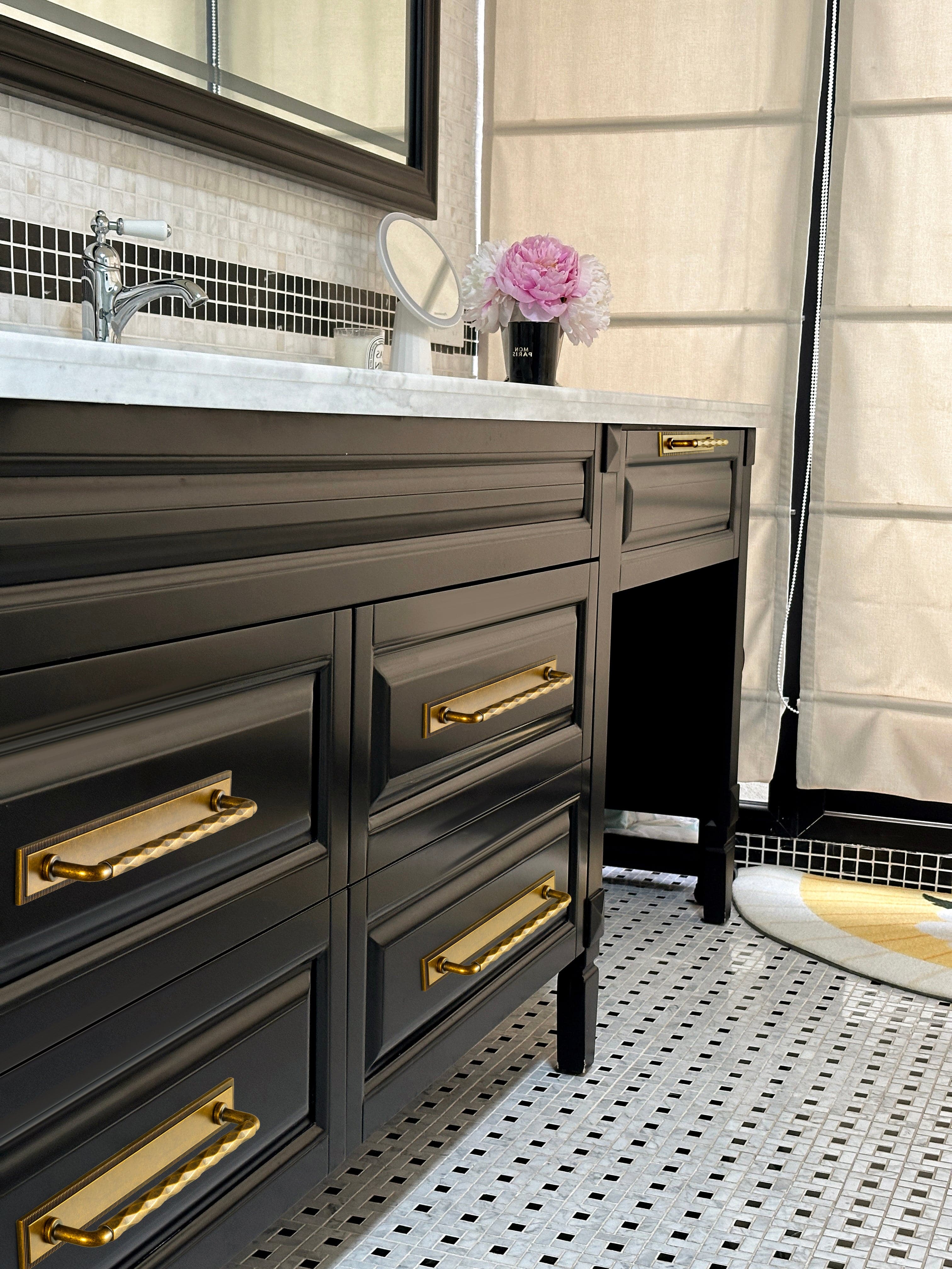 2 Pack Zinc Alloy Drawer Pulls with Back Plate Twisted Design Decorative Handles for Kitchen Cabinets