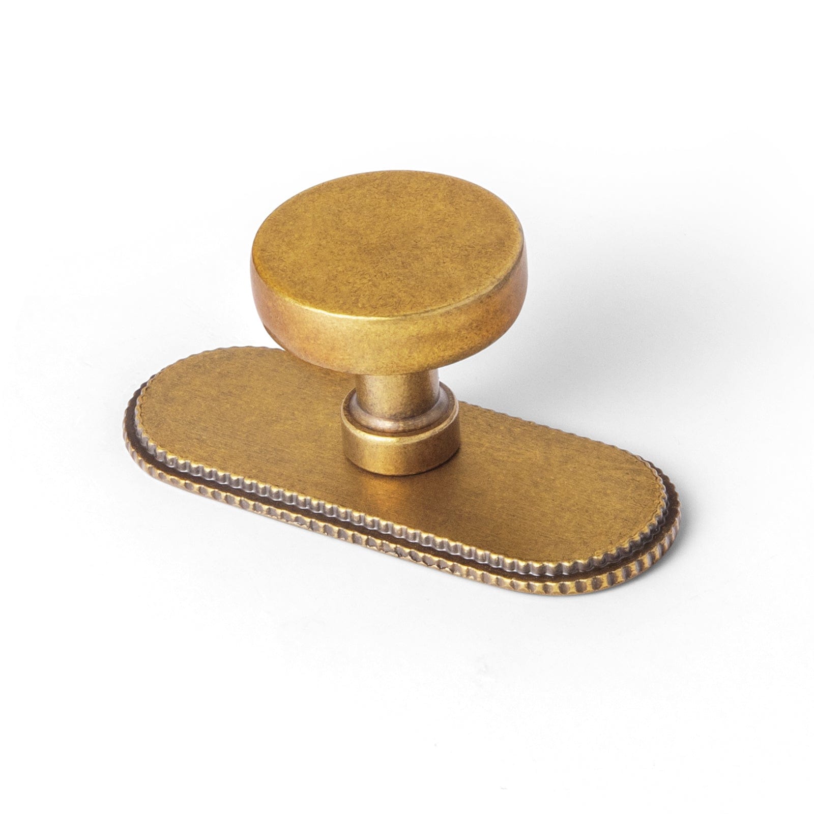 Vintage Brass Zinc Alloy Cabinet Knob with Back Plate Single Hole Center Kitchen Hardware