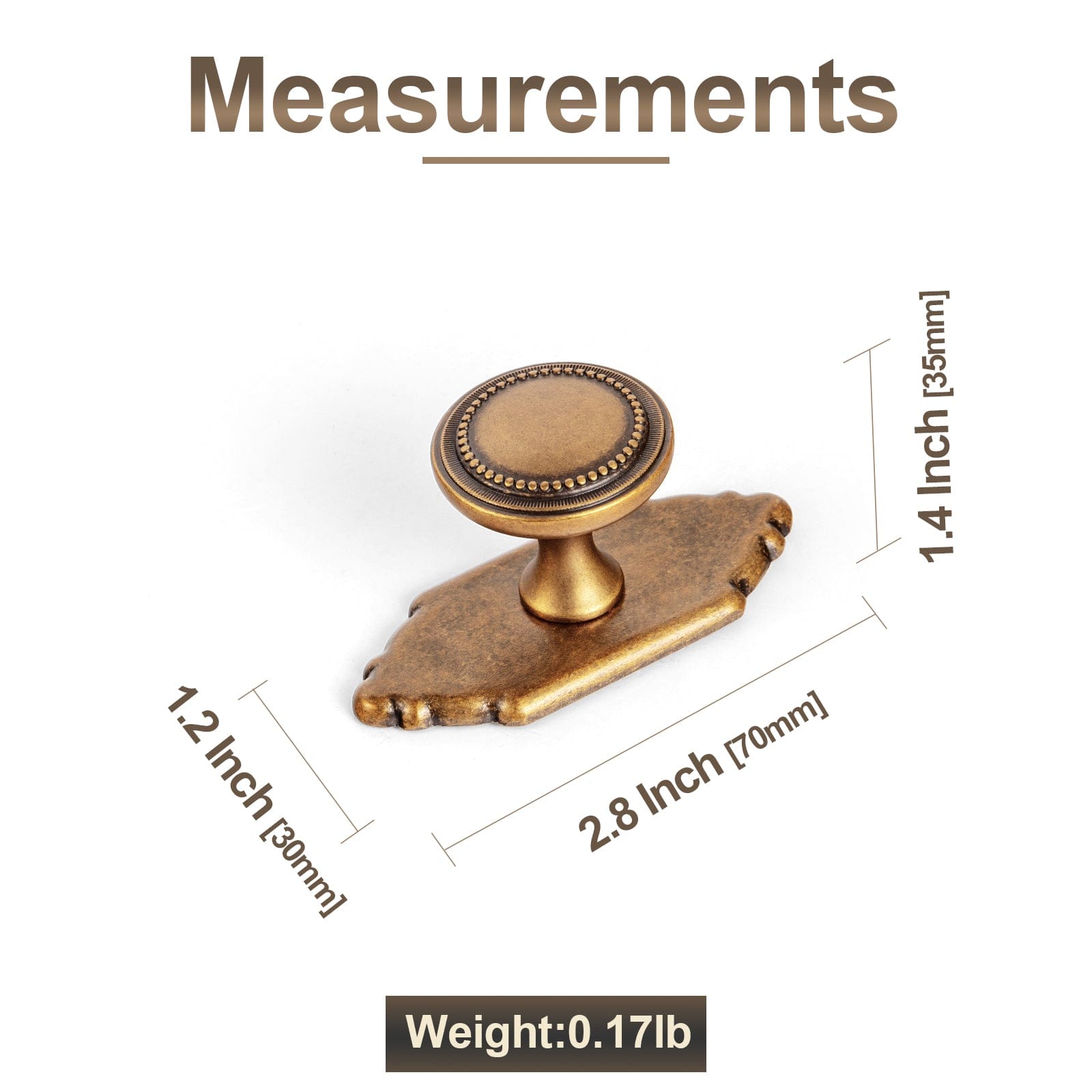 Antique Brass Zinc Alloy Cabinet Knob with Delicate Decorative Back Plate Set