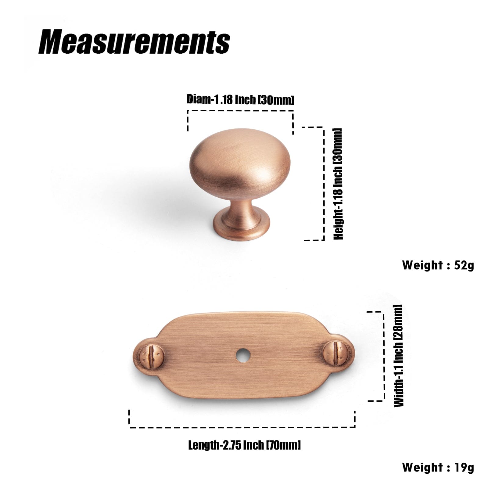 Antique Brass Zinc Alloy Cabinet Knob with Back Plate Single Hole Center Cabinet Hardware for Bedroom Kitchen