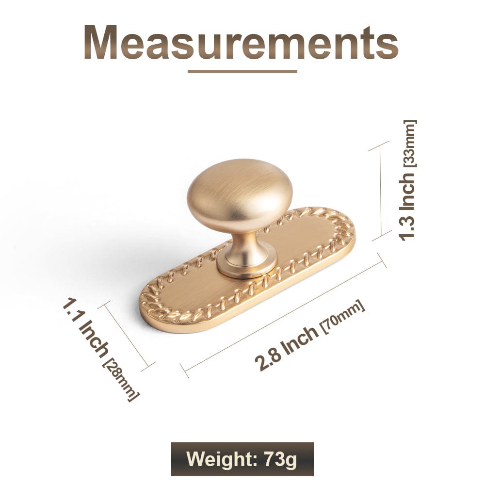 Antique Brass Zinc Alloy Cabinet Knob with Back Plate Single Hole Center Cabinet Hardware for Bedroom Kitchen