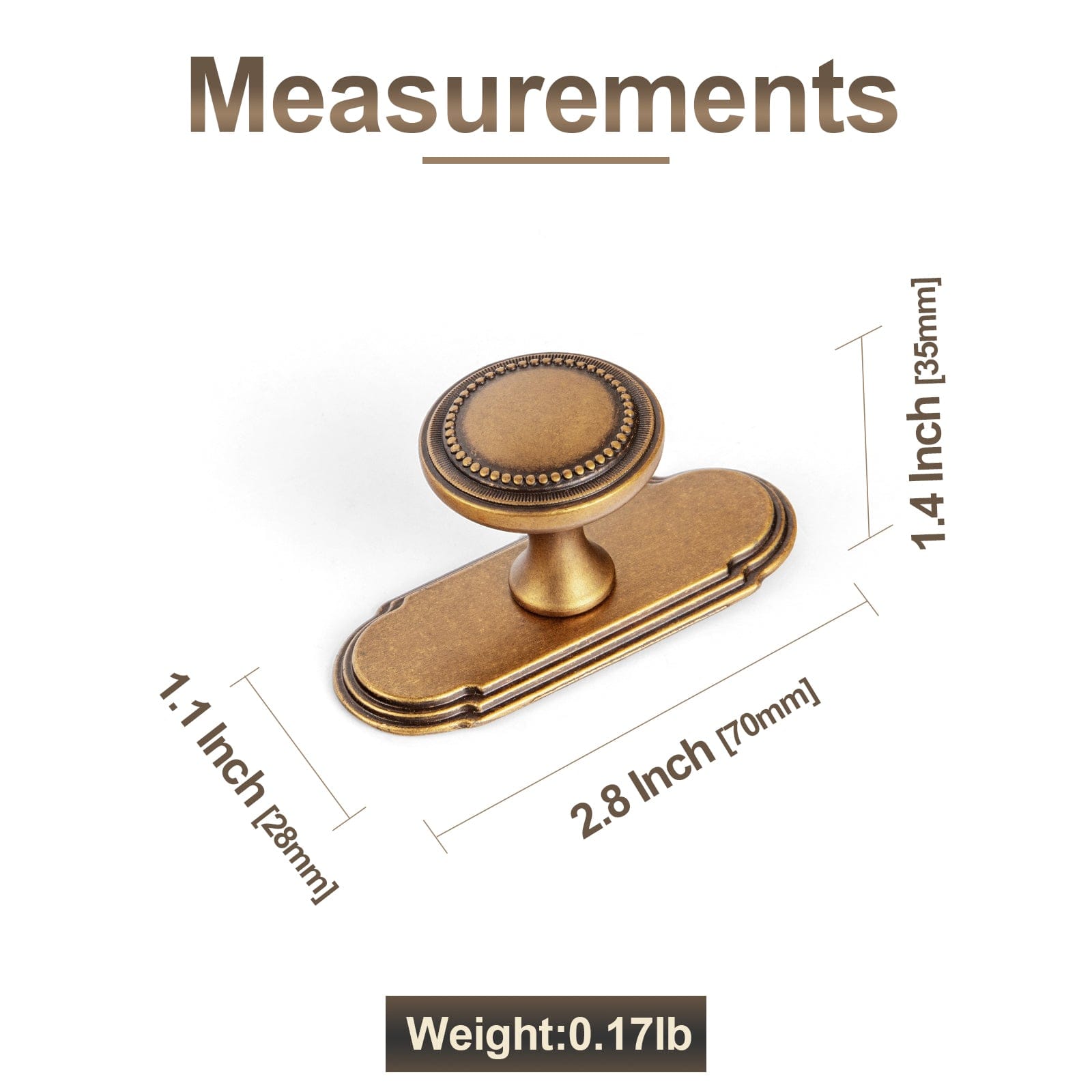 Antique Brass Zinc Alloy Cabinet Knob with Delicate Decorative Back Plate Set