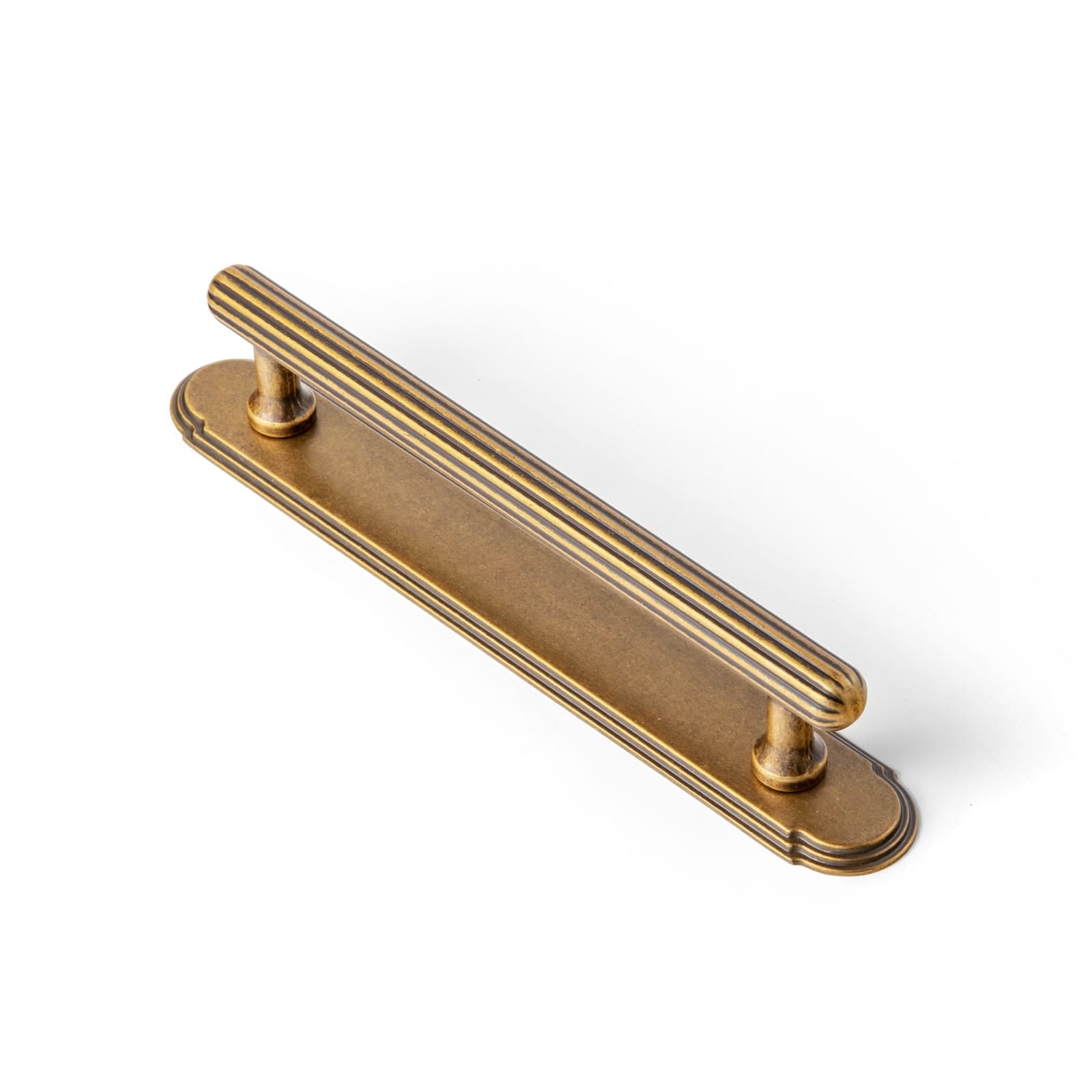 2 Pack Ribbed Fluted Cabinet Pull Handle with Backplate, Vintage Zinc Alloy Drawer Bar Pull