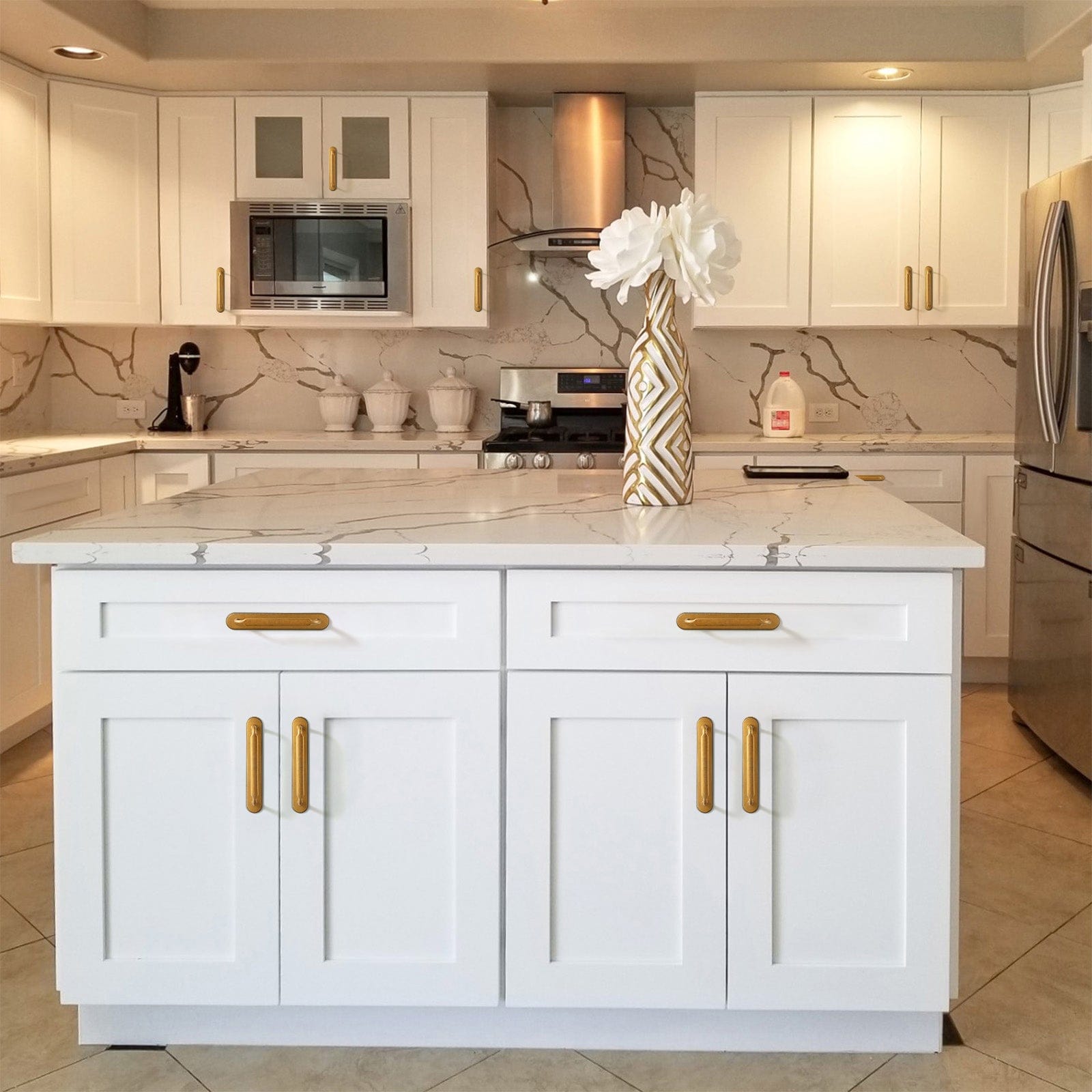 2 Pack Antique Brass Cabinet Pulls with Back Plate Zinc Alloy Drawer Handle with Long Back Plate