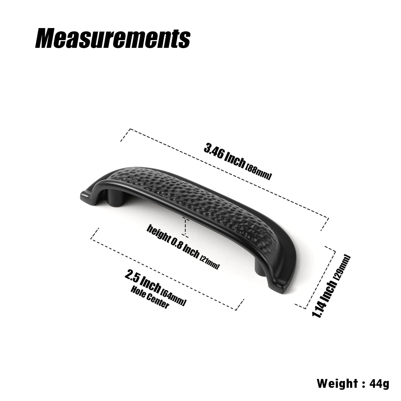 Hammered Texture Cabinet Cup Pulls with Curved Edges Elegant Vintage Drawer Bin Handle for Kitchen