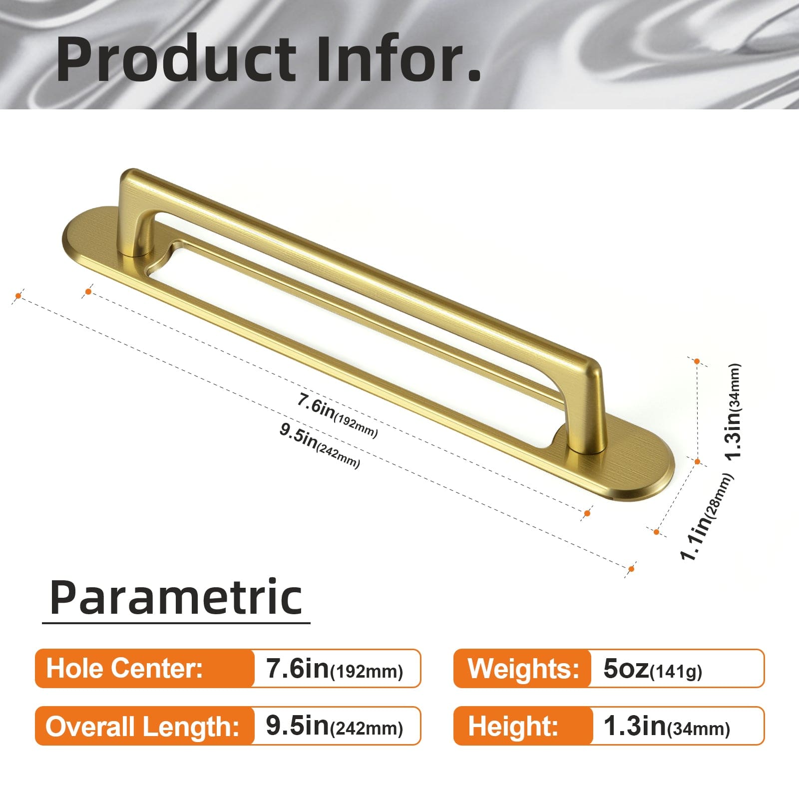 2 Pack Classic Cabinet Bar Pulls with Back Plate Zinc Alloy Cabinet Handle with Long Back Plate