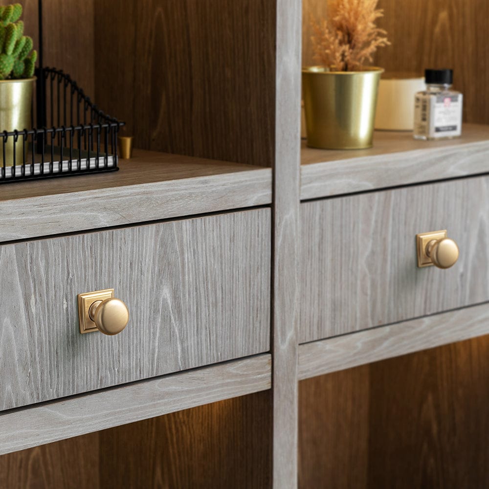 Antique Brass Zinc Alloy Cabinet Knob with Back Plate Single Hole Center Cabinet Hardware for Bedroom Kitchen