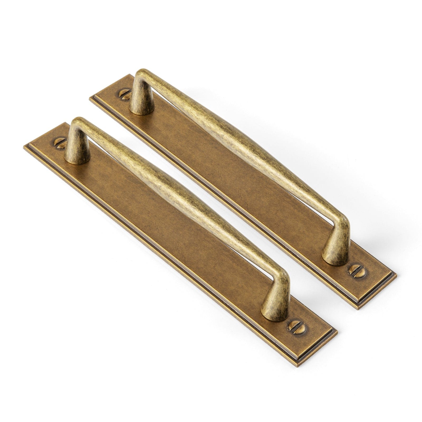 2 Pack Vintage Zinc Alloy Cabinet Pulls with Back Plate - Furniture Handles for Kitchen Cupboards