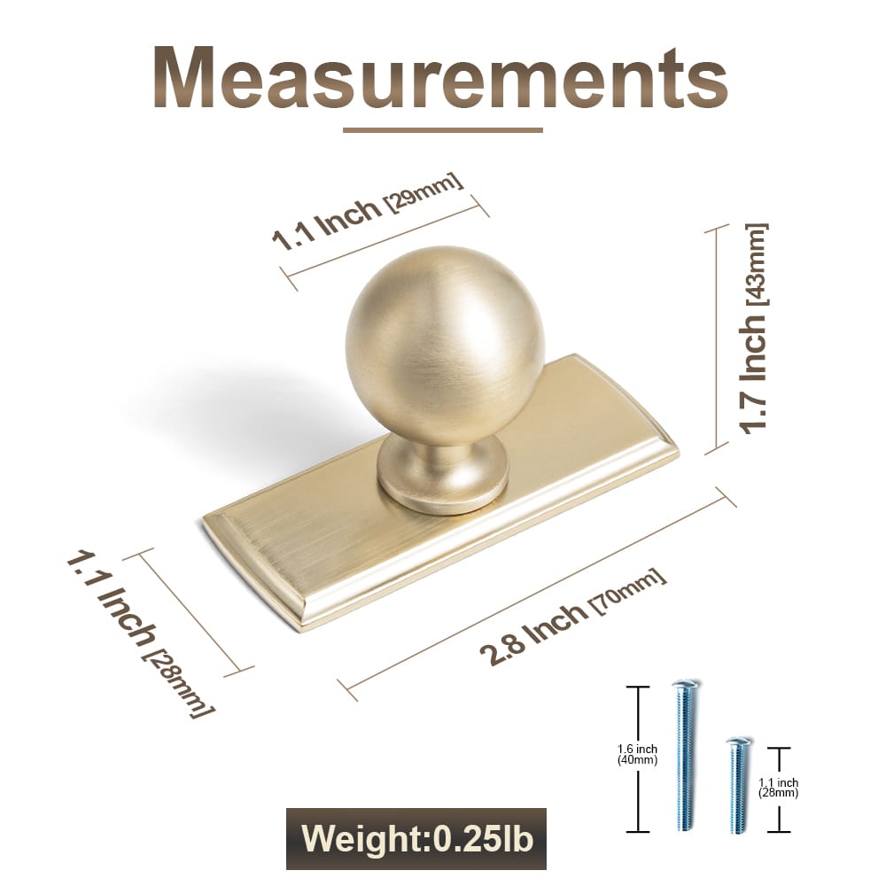 Round Ball Cabinet Knobs, Solid Zinc Alloy Drawer Knobs with Multiple Optional Backplates for Kitchen Furniture Hardware