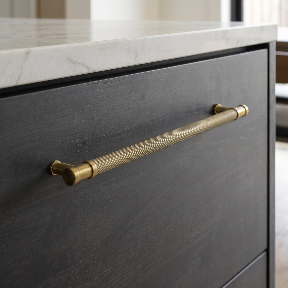 Knurled Metal Alloy Vintage Bronze Bar Pull Kitchen Hardware