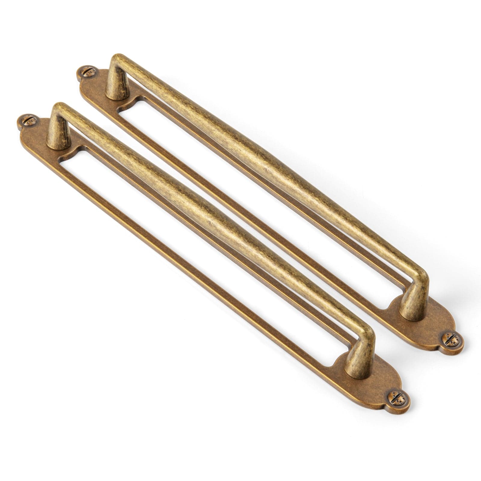 2 Pack Vintage Zinc Alloy Cabinet Pulls with Back Plate - Furniture Handles for Kitchen Cupboards