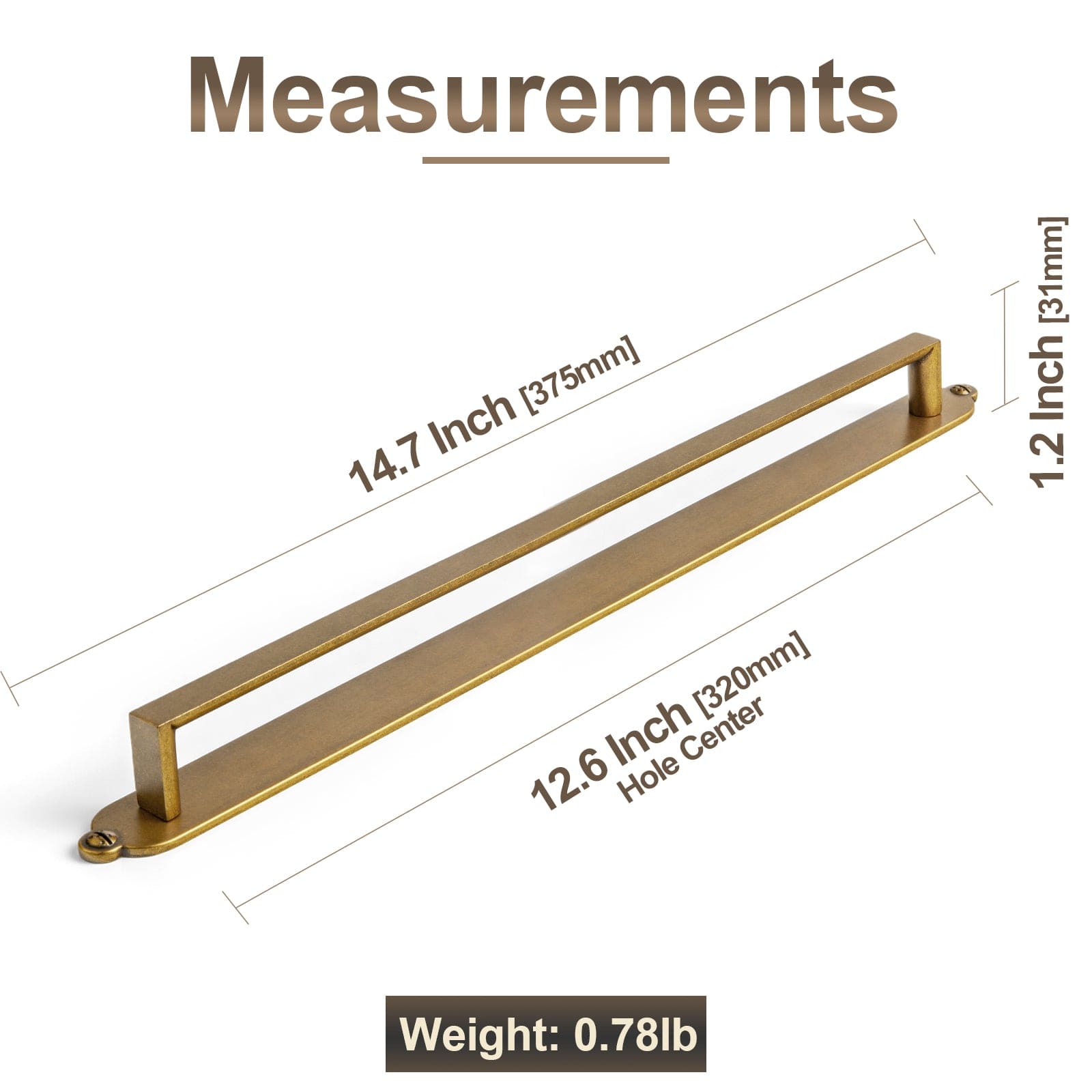 2 Pack Long Cabinet Bar Pulls with Back Plates Solid Drawer Handles Set