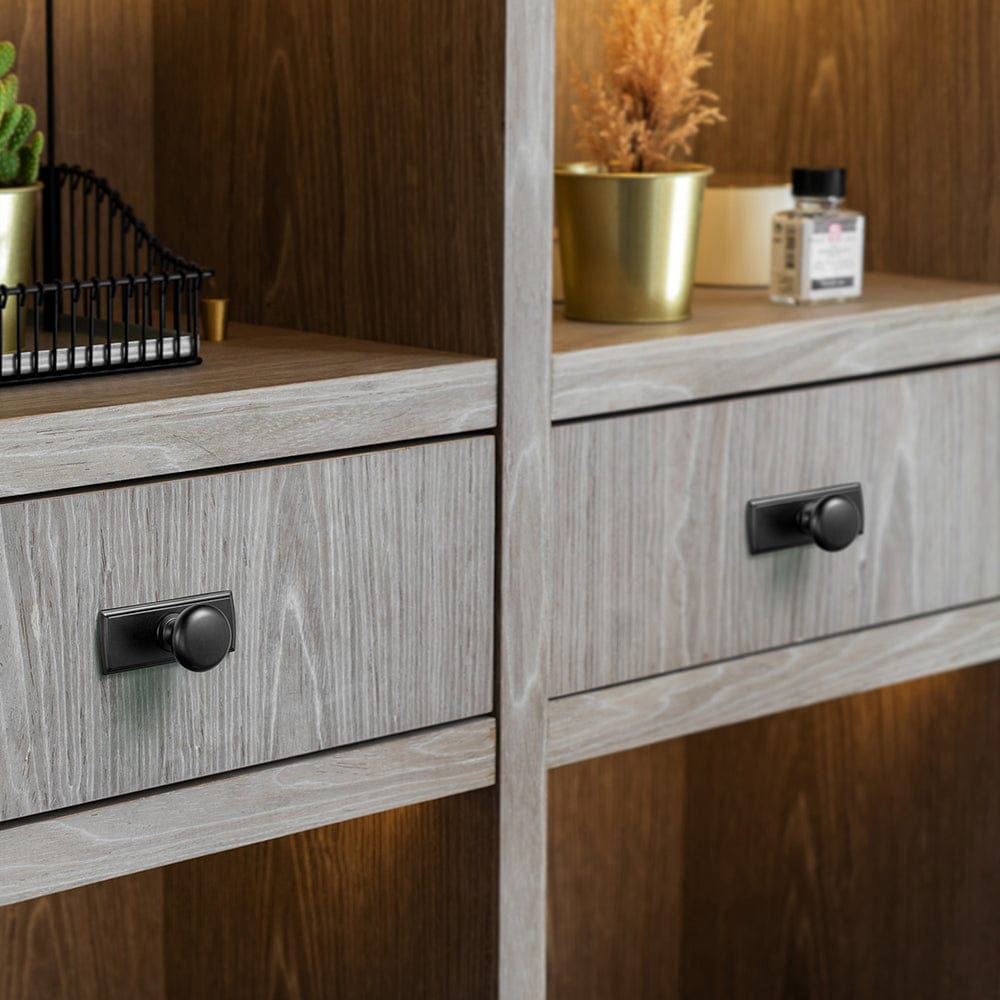 Antique Brass Zinc Alloy Cabinet Knob with Back Plate Single Hole Center Cabinet Hardware for Bedroom Kitchen