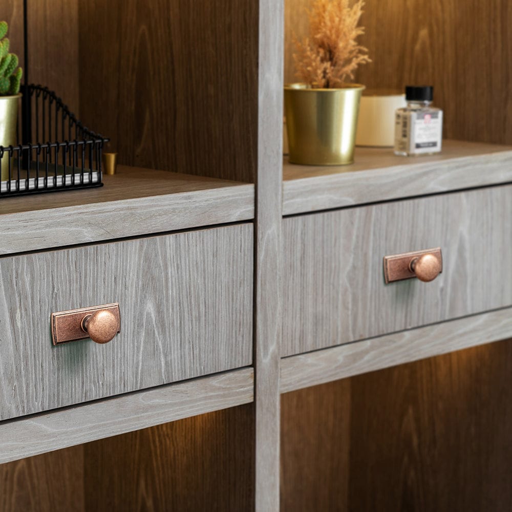 Antique Brass Zinc Alloy Cabinet Knob with Back Plate Single Hole Center Cabinet Hardware for Bedroom Kitchen