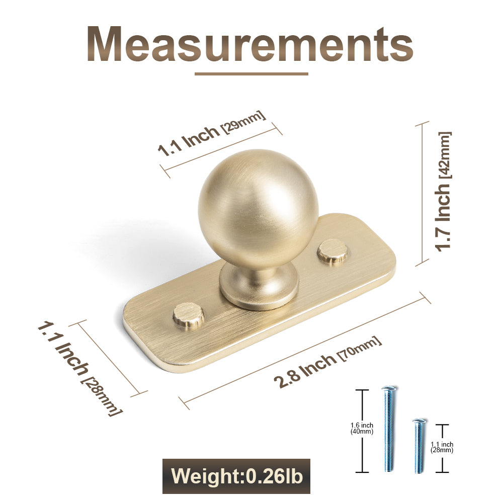 Round Ball Cabinet Knobs, Solid Zinc Alloy Drawer Knobs with Multiple Optional Backplates for Kitchen Furniture Hardware