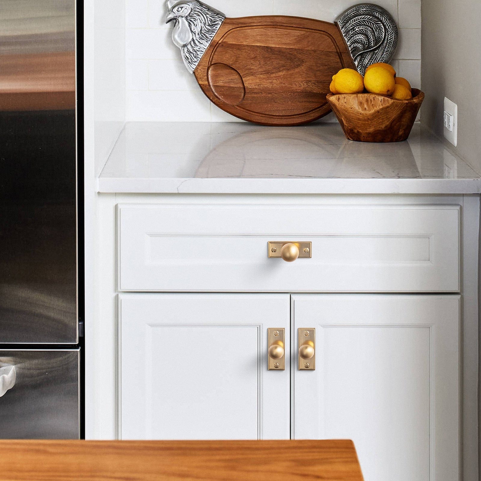 Round Cabinet Knobs with Back Plate Zinc Alloy Cabinet Handle with Long Back Plate