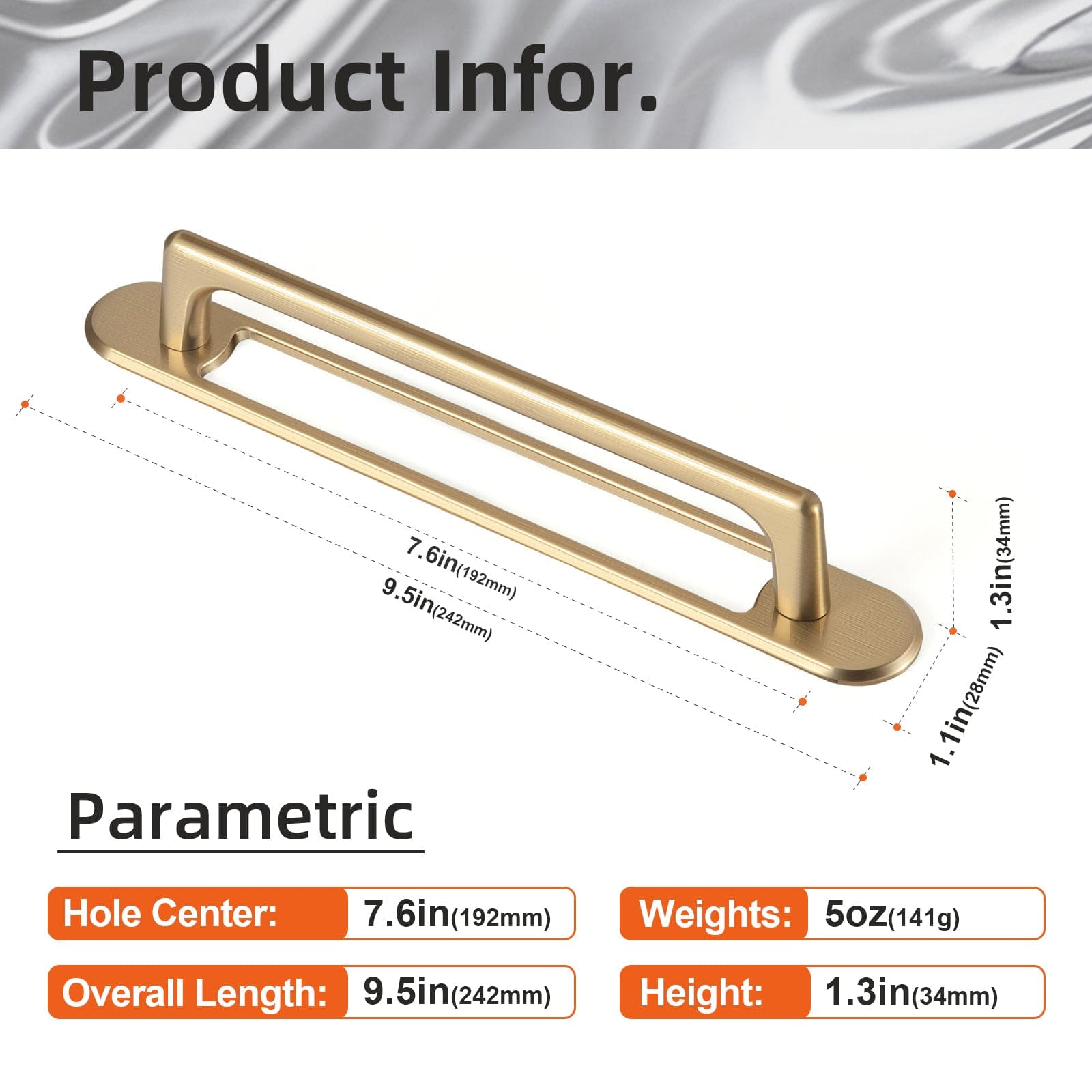 2 Pack Classic Cabinet Bar Pulls with Back Plate Zinc Alloy Cabinet Handle with Long Back Plate