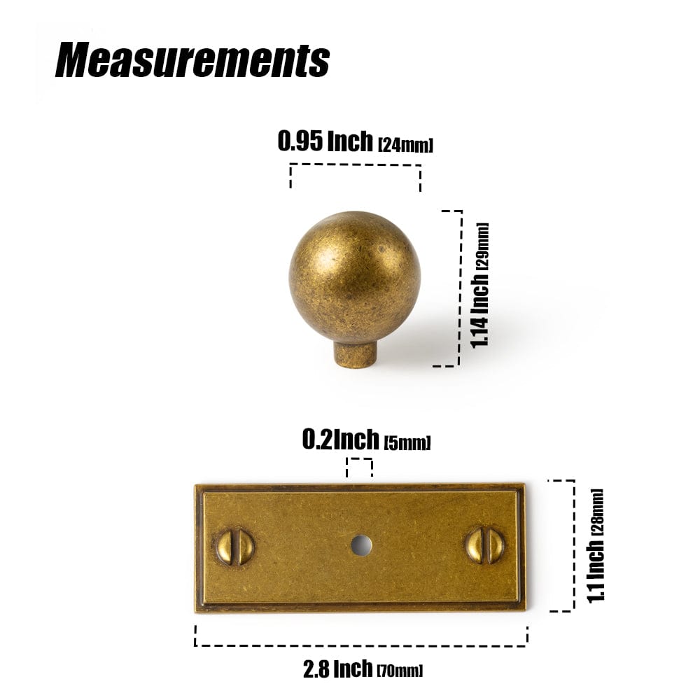 Round Cabinet Knobs with Back Plate Zinc Alloy Cabinet Handle with Long Back Plate