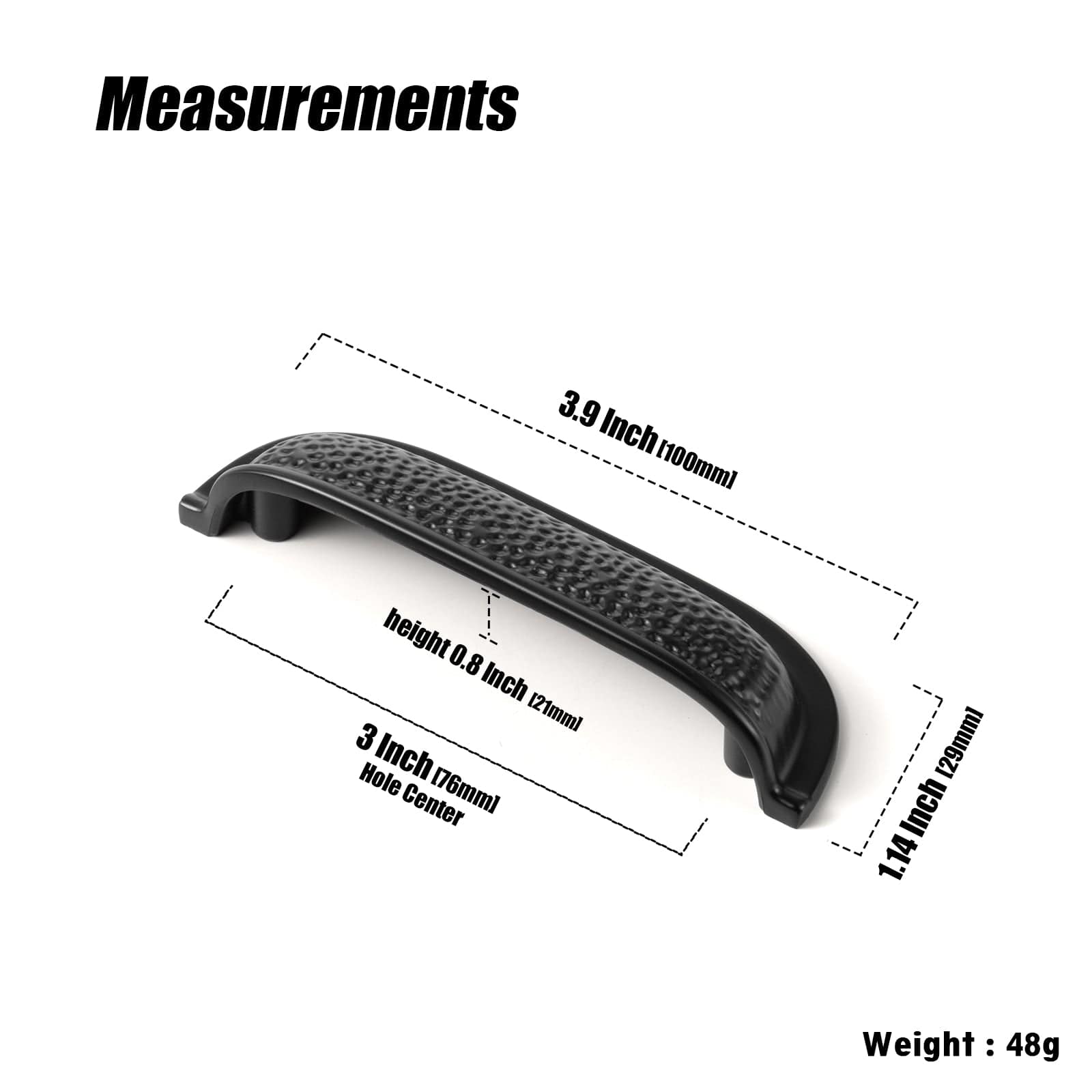 Hammered Texture Cabinet Cup Pulls with Curved Edges Elegant Vintage Drawer Bin Handle for Kitchen