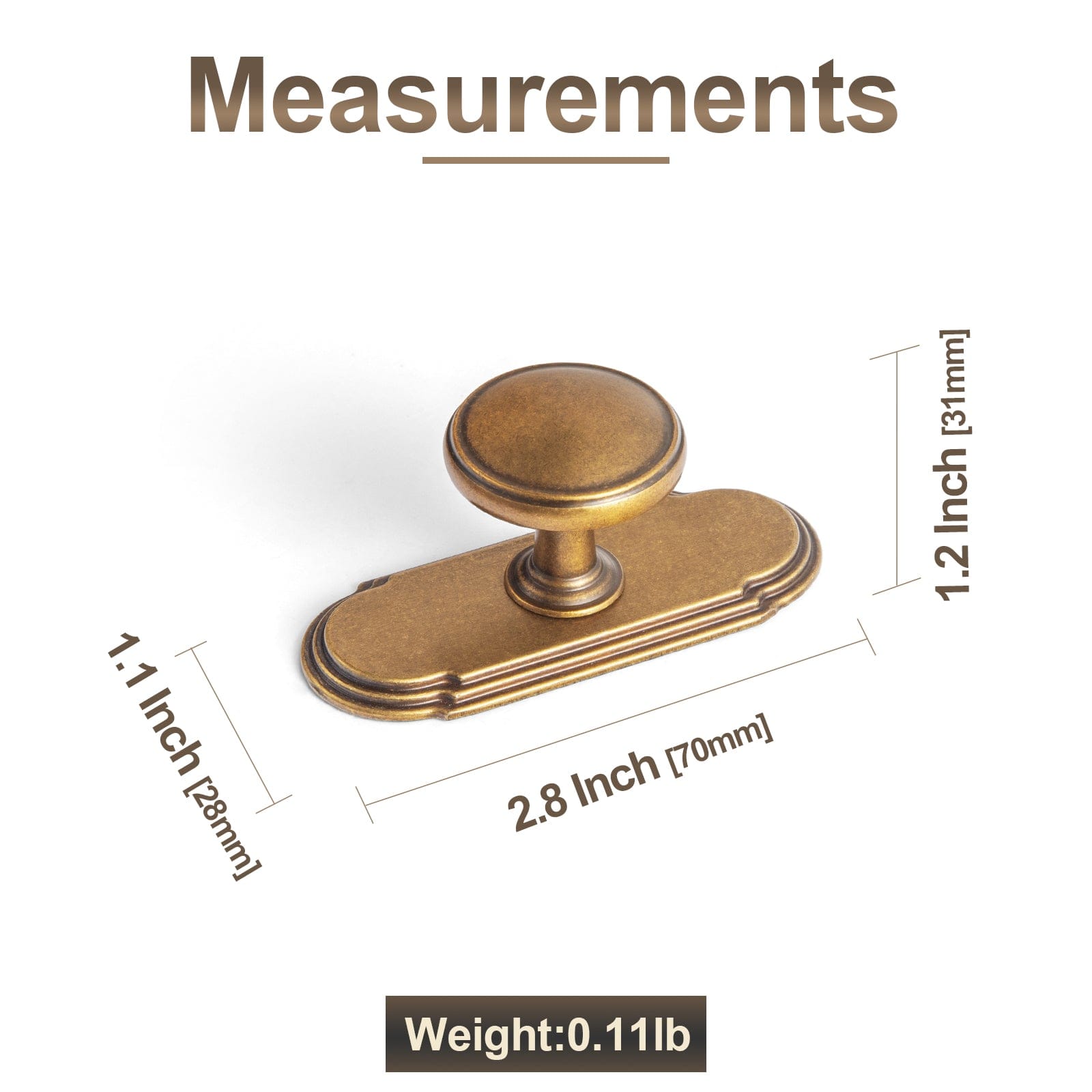 Vintage Retro Bronze Drawer Knob Kitchen Hardware Single Hole Cabinet Knobs with Back Plate